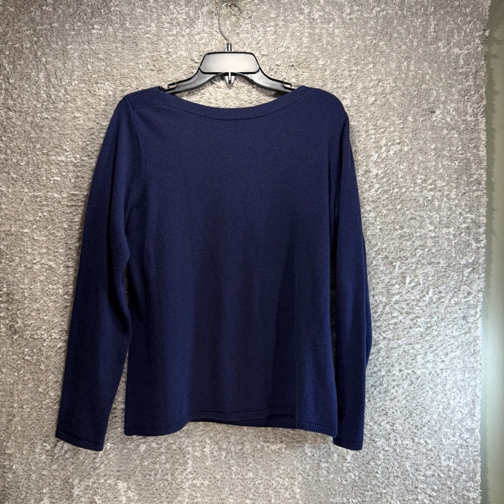 Peck & Peck 2-Ply Cashmere Sweater Blue Round Neck Preppy Academia Quiet Luxury